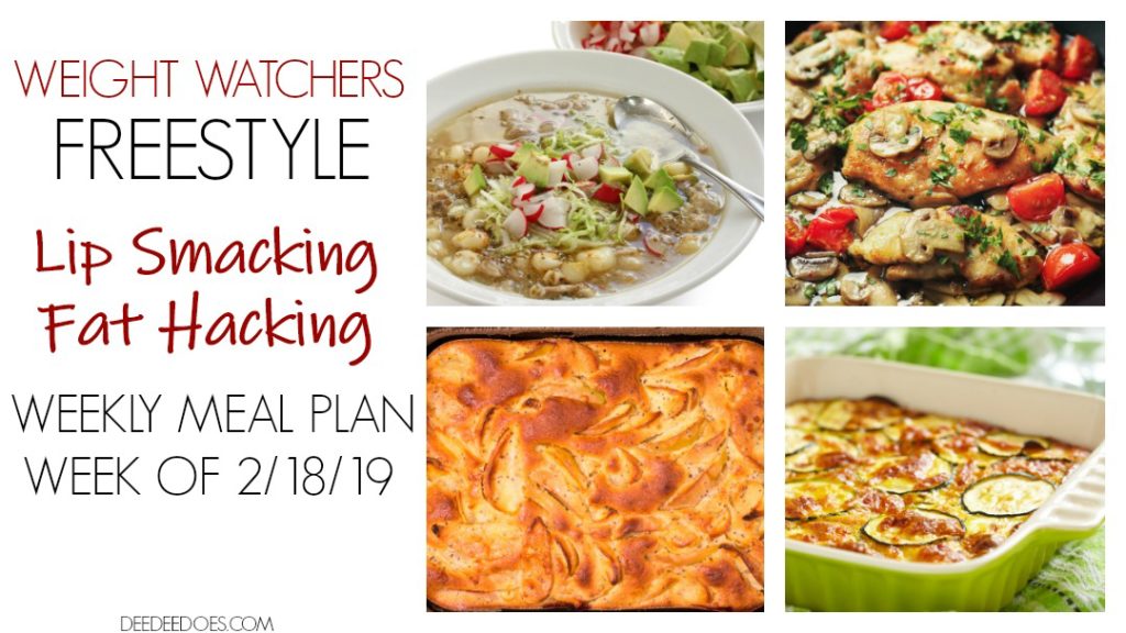 Weight Watchers Freestyle Weekly Meal Plan Weight Loss Week 2/18/19