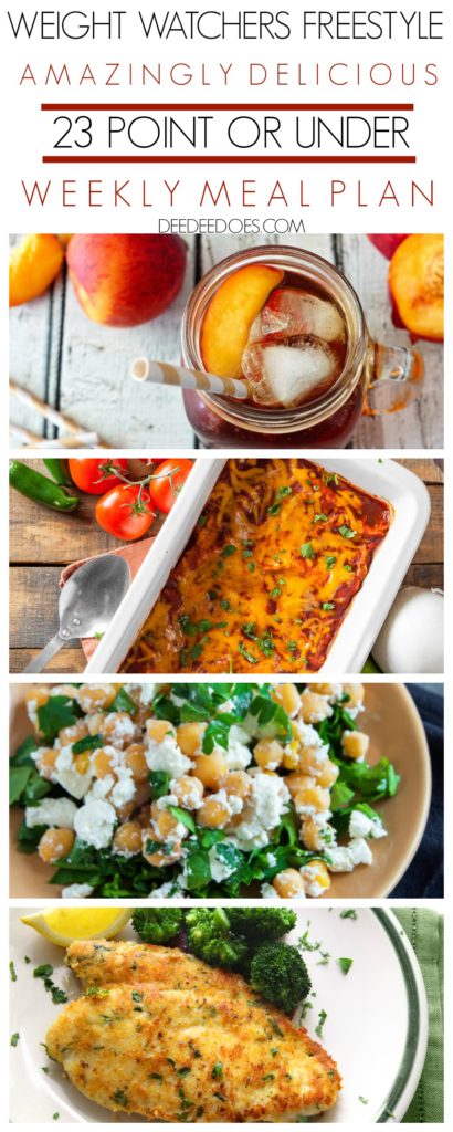 Weight Watchers Freestyle Weekly 23 Point Meal Plan Week 4/8/19