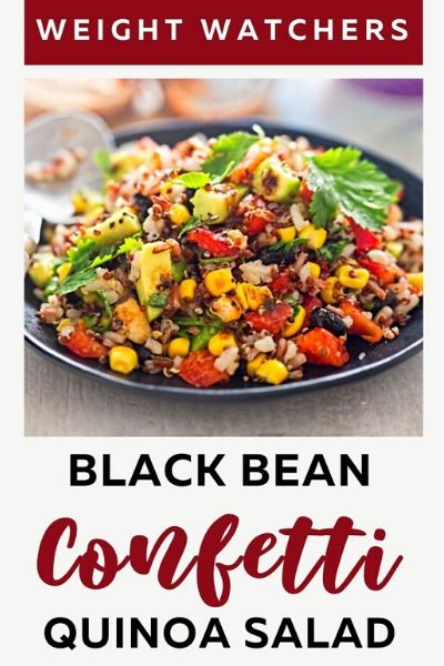 pinterest pin of deedeedoes.com recipe for weight watchers black bean confetti quinoa salad