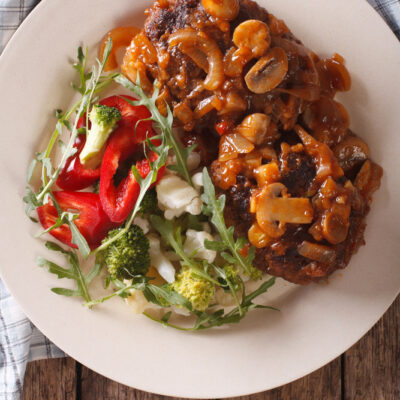 Healthy Turkey Salisbury Steak Smothered in Mushroom Gravy + Weight Watchers Friendly Too!