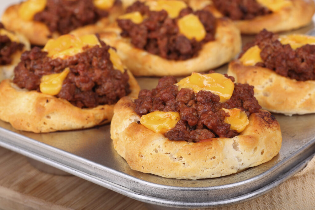 Barbecue Bacon Cheese Biscuits in muffin pan - Weight Watchers Appetizer/Snack
