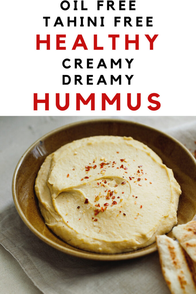 Healthy Fat Free Hummus Recipe without Oil or Tahini in 10 Minutes