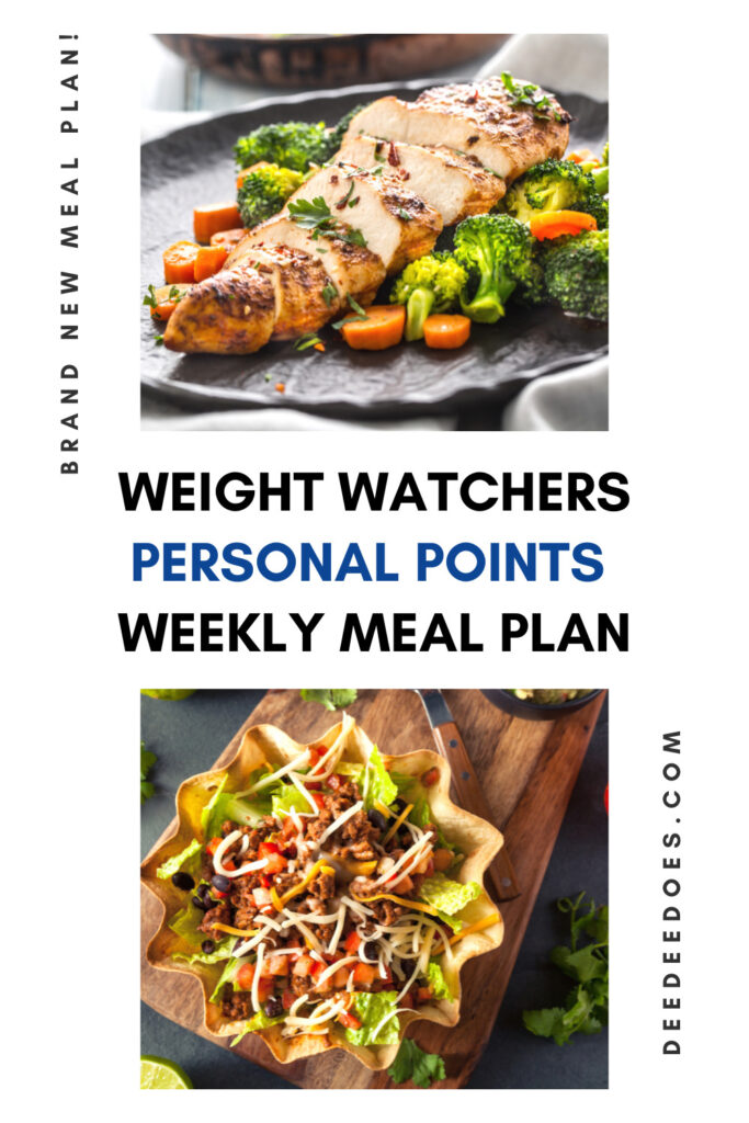 Weight Watchers Personal Points Weekly Meal Plan shown with 2 meals included in the post
