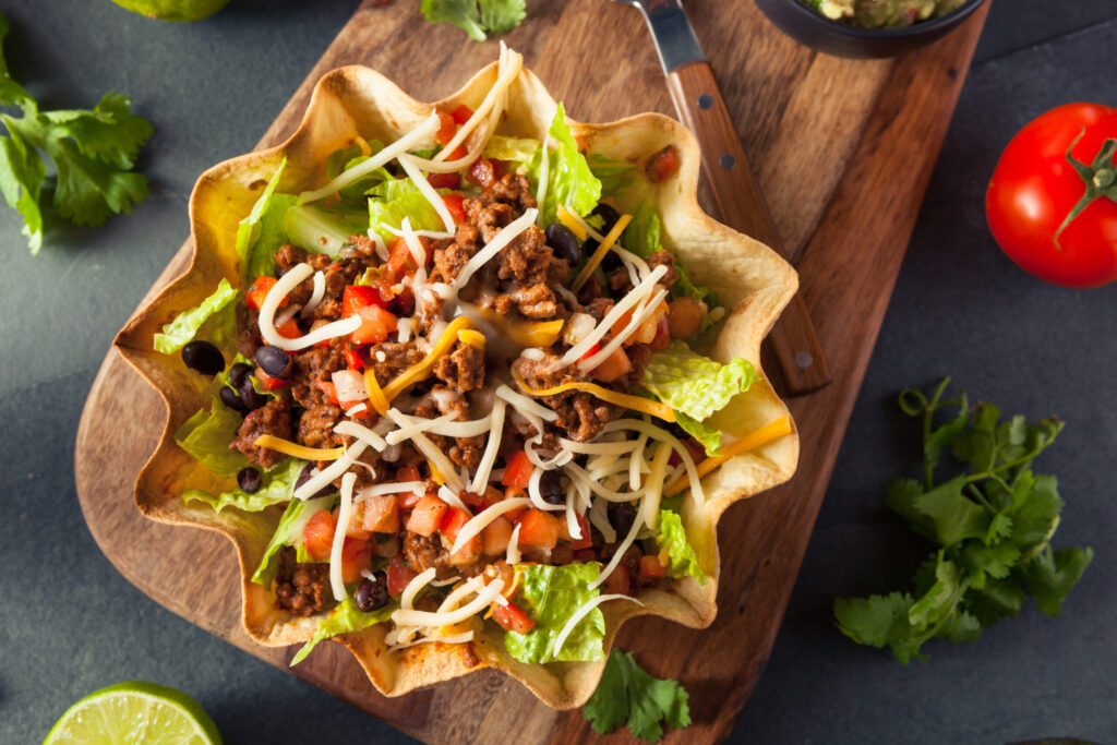 Mexican Taco Salad in an Edible Bowl Dinner Ideas Healthy Dinner