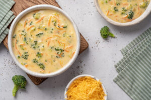 Bowl of Healthy Recipe for Panera Bread's Broccoli Cheddar Soup