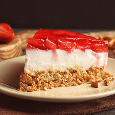 Easy Healthy Homemade Strawberry Pretzel Jello Pie for Dessert