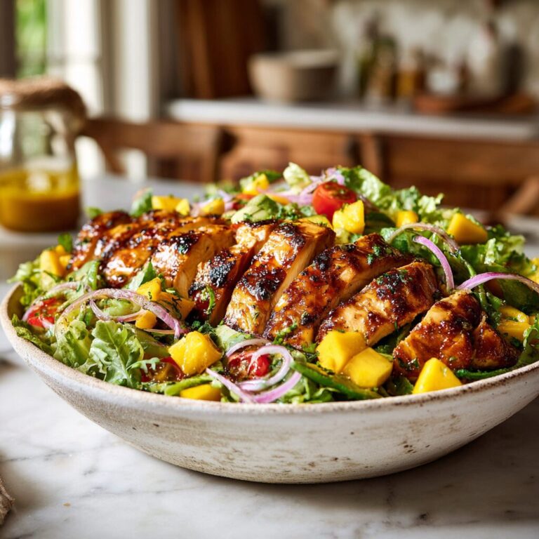 Glazed Chicken Mango Salad with Honey Vinaigrette – high protein calorie deficit meal