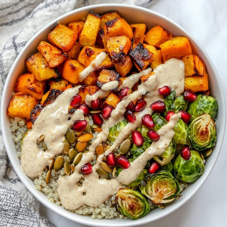 Autumn Harvest Bowl with Maple Tahini Dressing – high protein calorie deficit meal