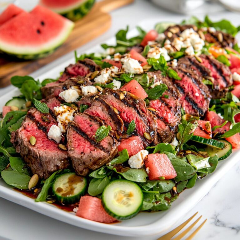 Juicy Steak & Watermelon Power Salad – high protein calorie deficit meal