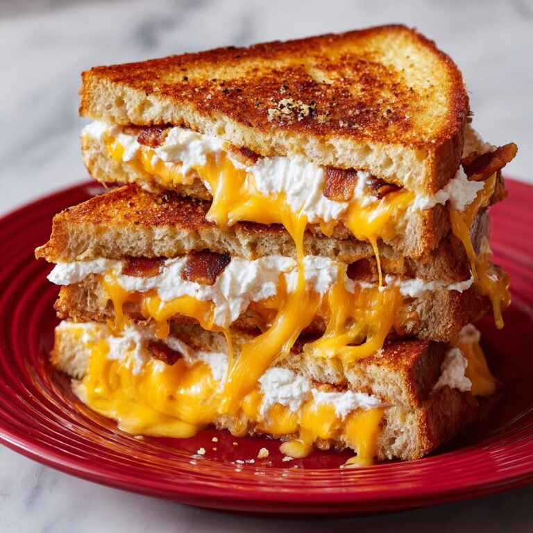 Whipped Cottage Cheese, Cheddar & Bacon Grilled Cheese – high protein calorie deficit meal