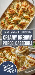 A creamy Lightened-Up Pierogi Casserole with caramelized onions and chives baked on top, perfect for anyone searching for Easy Casserole Recipes or cozy winter dinners.