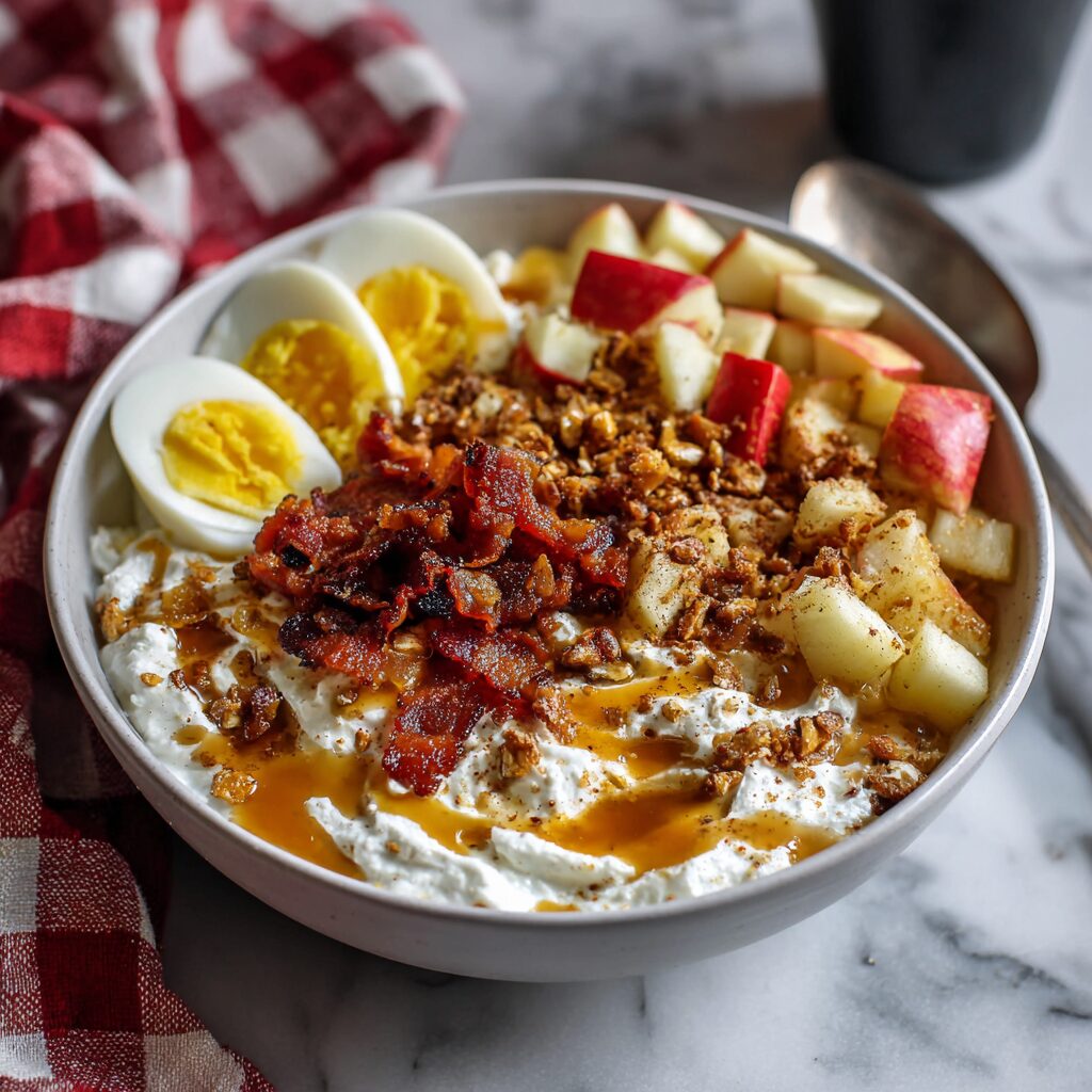 Maple Bacon Protein Breakfast Bowl - GLP-1 friendly calorie deficit meal plan recipe