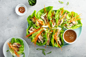 loaded chicken lettuce cups high protein low carb dinner recipe healthy asian chicken wraps