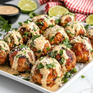 elote chicken meatballs high protein dinner mexican street corn chicken meatballs with sauce