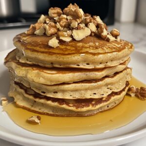 banana nut protein pancakes high protein breakfast recipe easy healthy pancakes with walnuts