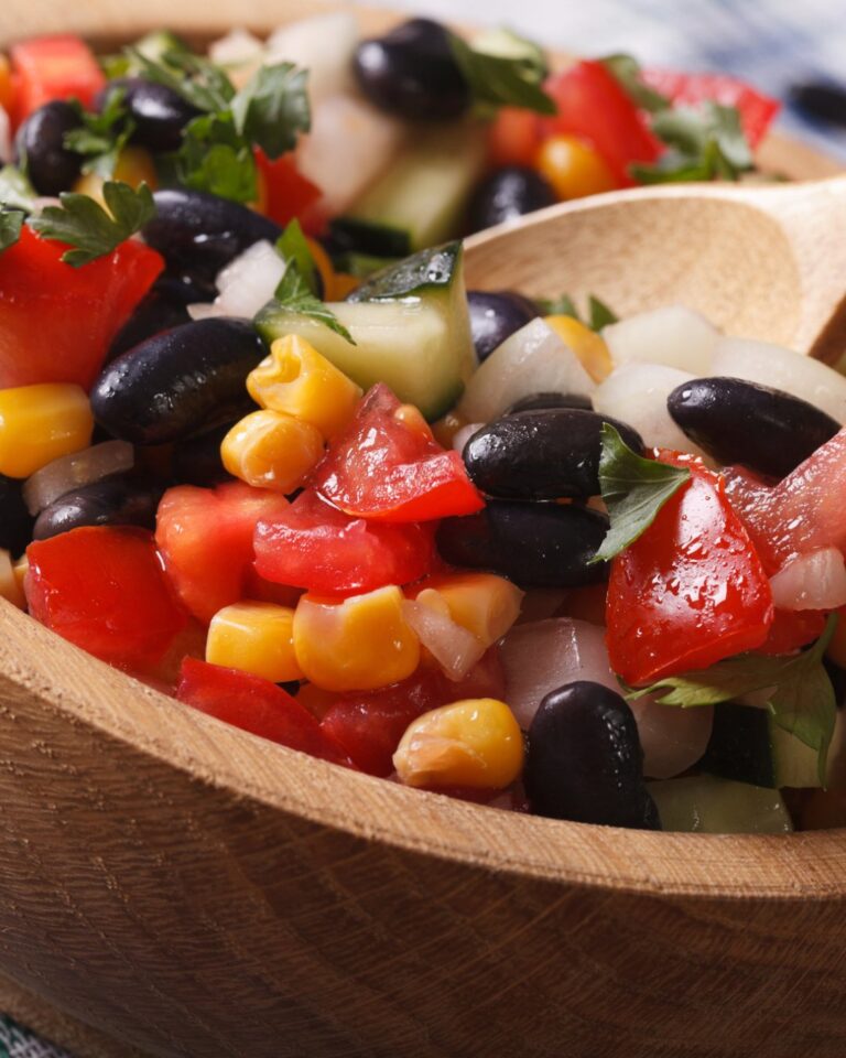 Black Bean Corn Salad & Sweet Lime Dressing high protein calorie deficit meal