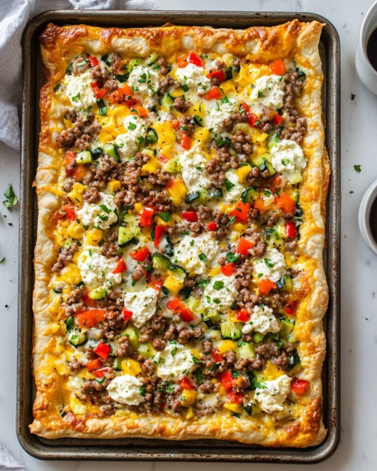Cottage Cheese Breakfast Pizza — cheesy, veggie-loaded, high protein