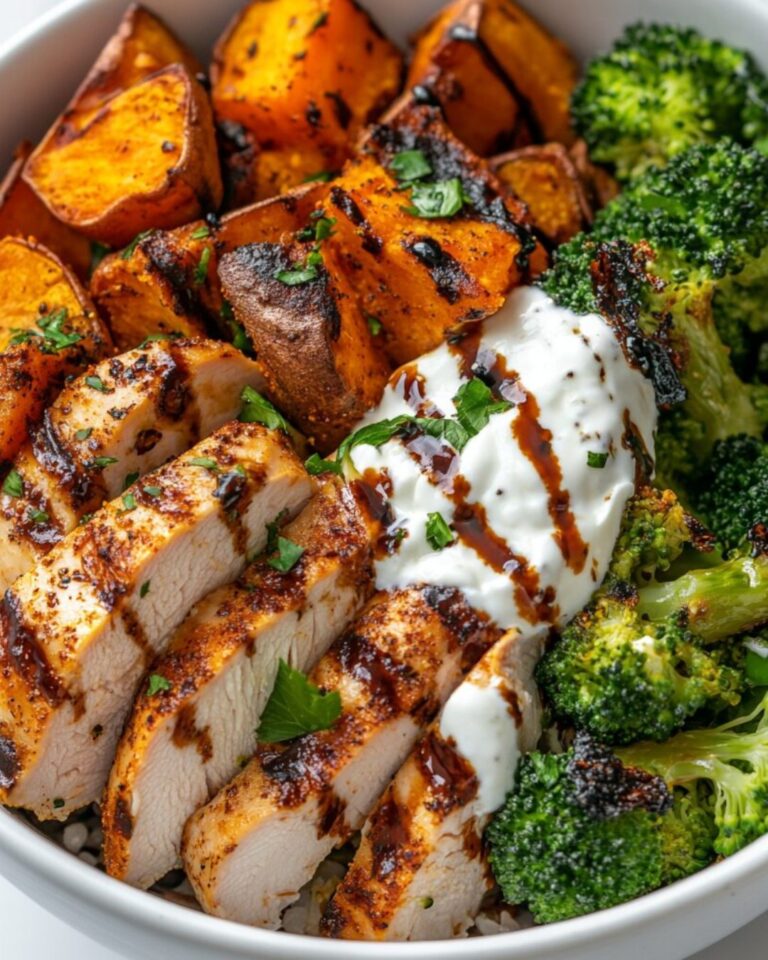 Crispy Chicken & Roasted Sweet Potato Bowl high protein calorie deficit meal