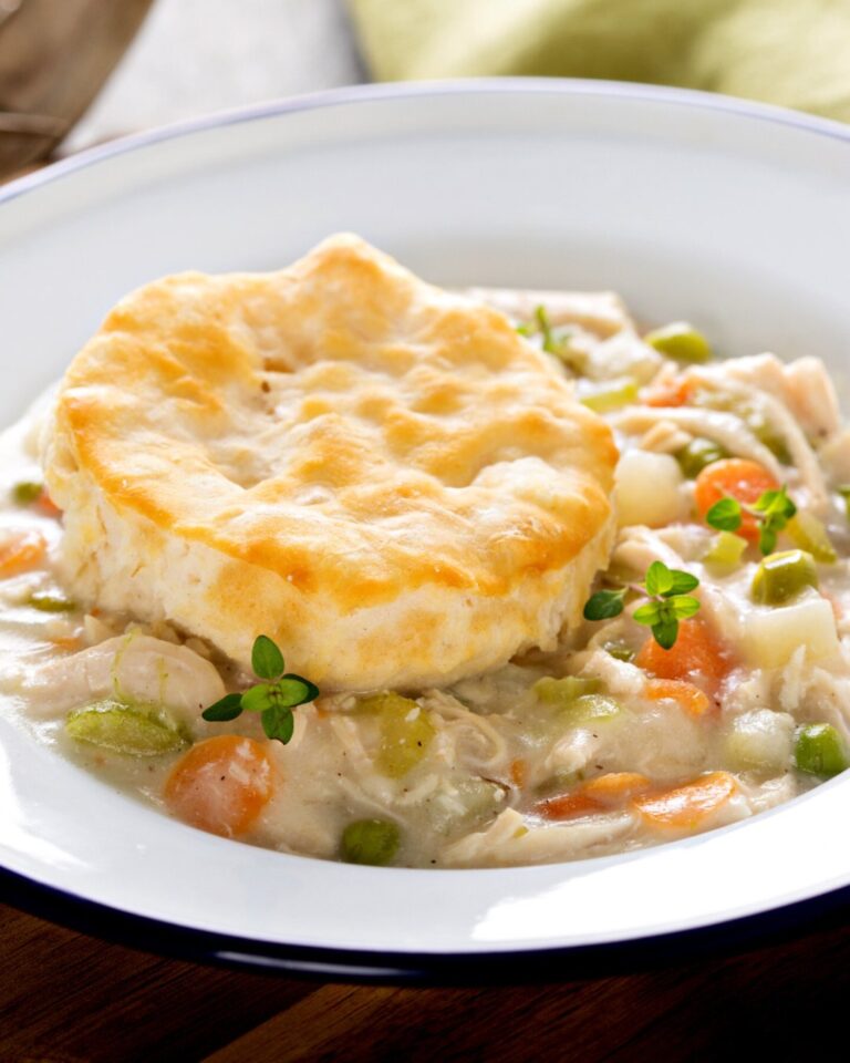 Crockpot Chicken Pot Pie with Biscuits high protein calorie deficit meal