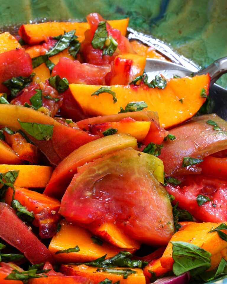 Peach Salad with Heirloom Tomatoes — July in a bowl