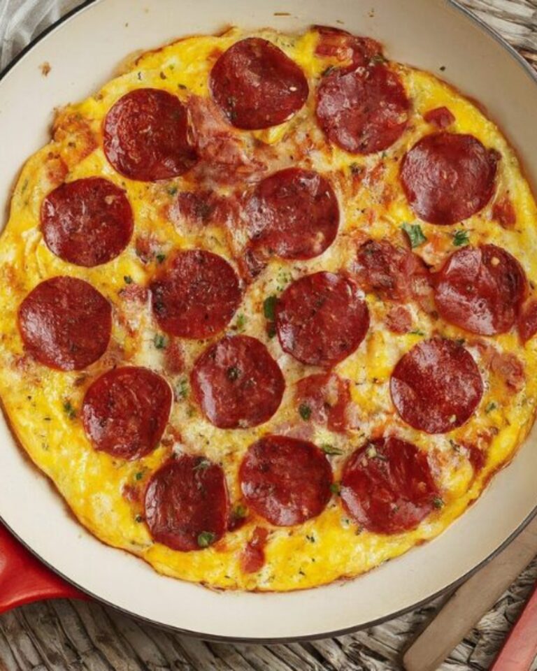 Pepperoni Pizza Frittata — pizza for breakfast, high protein style