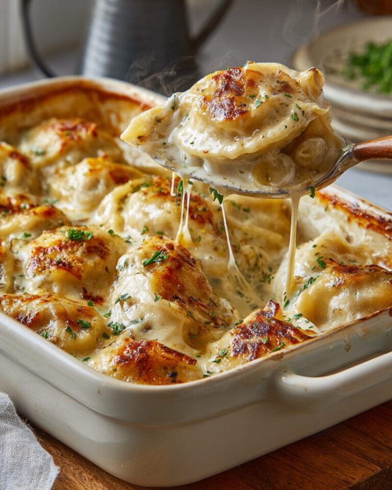 Creamy Dreamy Pierogi Casserole — pure comfort food, lightened up