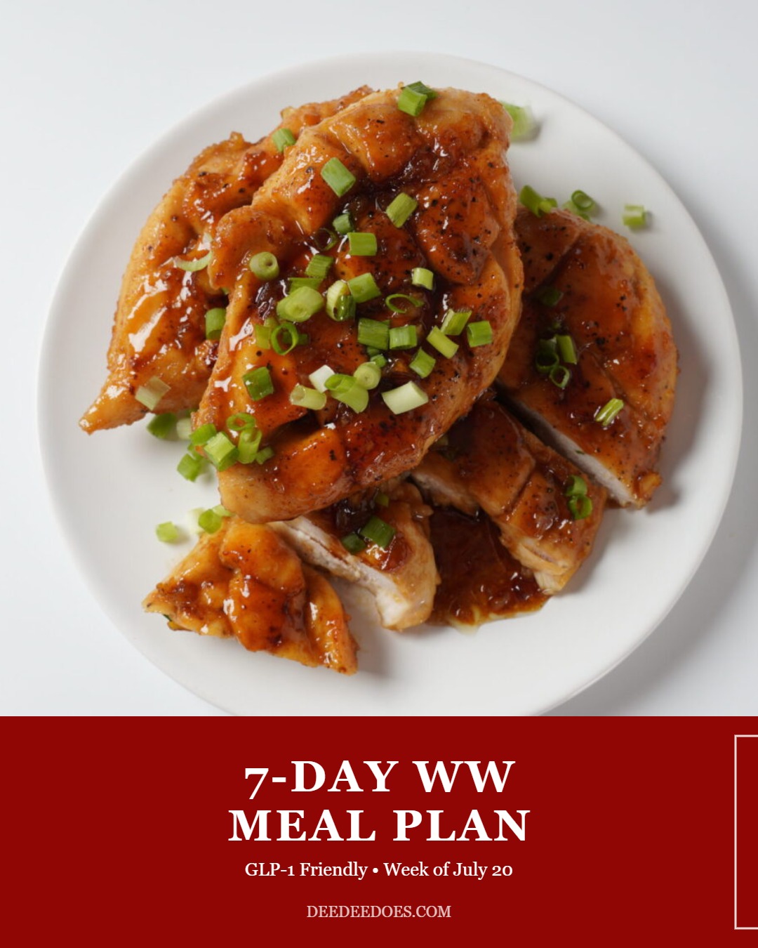 7-Day Weight Watchers GLP-1 friendly meal plan pin featuring crockpot coca-cola chicken and more summer recipes